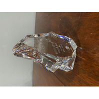 VTG Baccarat Crystal Menhir Etched IPHFHA HALL OF FAME PIZZA HUT Award 7.75"H
