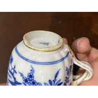 ANTIQUE MEISSEN Gold Gilded BLUE ONION Porcelain Demitasse Tea Cup & Saucer