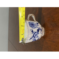 ANTIQUE MEISSEN Gold Gilded BLUE ONION Porcelain Demitasse Tea Cup & Saucer