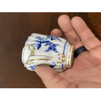 ANTIQUE MEISSEN Gold Gilded BLUE ONION Porcelain Demitasse Tea Cup & Saucer