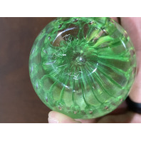 98' Green & Clear Art Glass Apple Paperweight W/Controlled Bubbles SIGNED 2.5"H