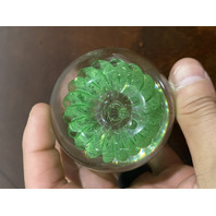 98' Green & Clear Art Glass Apple Paperweight W/Controlled Bubbles SIGNED 2.5"H