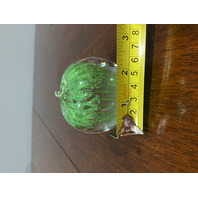 98' Green & Clear Art Glass Apple Paperweight W/Controlled Bubbles SIGNED 2.5"H