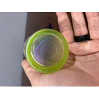 VTG FENTON UV REACTIVE Topaz Iridescent Lemonade Mugs W/Cobalt Handle 4.5"H PAIR