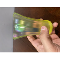 VTG FENTON UV REACTIVE Topaz Iridescent Lemonade Mugs W/Cobalt Handle 4.5"H PAIR