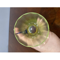 VTG FENTON UV REACTIVE Topaz Iridescent Lemonade Mugs W/Cobalt Handle 4.5"H PAIR