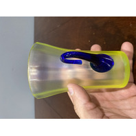 VTG FENTON UV REACTIVE Topaz Iridescent Lemonade Mugs W/Cobalt Handle 4.5"H PAIR