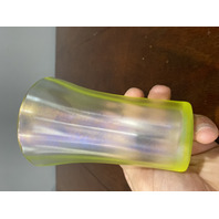 VTG FENTON UV REACTIVE Topaz Iridescent Lemonade Mugs W/Cobalt Handle 4.5"H PAIR