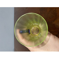 VTG FENTON UV REACTIVE Topaz Iridescent Lemonade Mugs W/Cobalt Handle 4.5"H PAIR