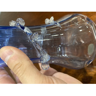 ANTIQUE VICTORIAN Blue Ribbed Optic W/Spiral Vine Vase 10.75"H