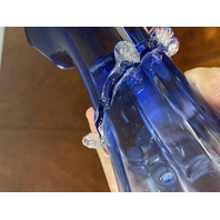 ANTIQUE VICTORIAN Blue Ribbed Optic W/Spiral Vine Vase 10.75"H