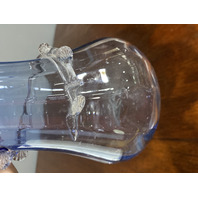 ANTIQUE VICTORIAN Blue Ribbed Optic W/Spiral Vine Vase 10.75"H