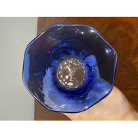 ANTIQUE VICTORIAN Blue Ribbed Optic W/Spiral Vine Vase 10.75"H