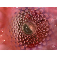 VTG FENTON Cranberry Opalescent Hobnail Ruffled Rim Bowl 6.5"W