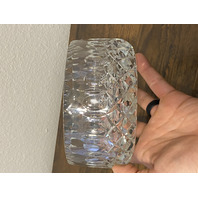 VTG Crystal Criss Cross & Oval Pattern Heavy Bowl 5.75"W