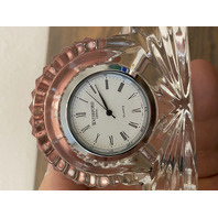 Small VTG WATERFORD Crystal Quartz Desk Clock SIGNED 3 7/8"L IRELAND