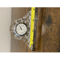Small VTG WATERFORD Crystal Quartz Desk Clock SIGNED 3 7/8"L IRELAND