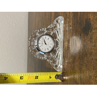 Small VTG WATERFORD Crystal Quartz Desk Clock SIGNED 3 7/8"L IRELAND
