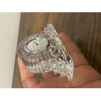Small VTG WATERFORD Crystal Quartz Desk Clock SIGNED 3 7/8"L IRELAND
