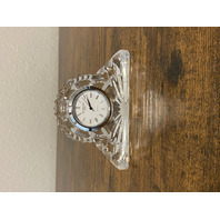 Small VTG WATERFORD Crystal Quartz Desk Clock SIGNED 3 7/8"L IRELAND