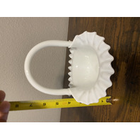 VTG FENTON Hobnail White Milk Glass Ruffled Rim Basket 7.5"H