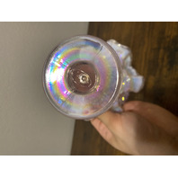 VTG FENTON Pink Opalescent Iridescent Hobnail Twisted Handle Basket 9"H