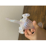 VTG FENTON Pink Opalescent Iridescent Hobnail Twisted Handle Basket 9"H