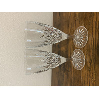 PAIR Of WATERFORD Crystal ARAGLIN Fluted Champagne Glasses 8 3/8"H, SIGNED