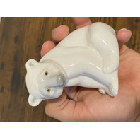 VTG LLADRO SEATED POLAR BEAR Glossy Porcelain Figurine #1209 W/BOX 3.75"L