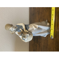 VTG LLADRO GIRL WITH BASKET OF PUPPIES Porcelain Figurine W/BOX #1311 9.75"H SPAIN