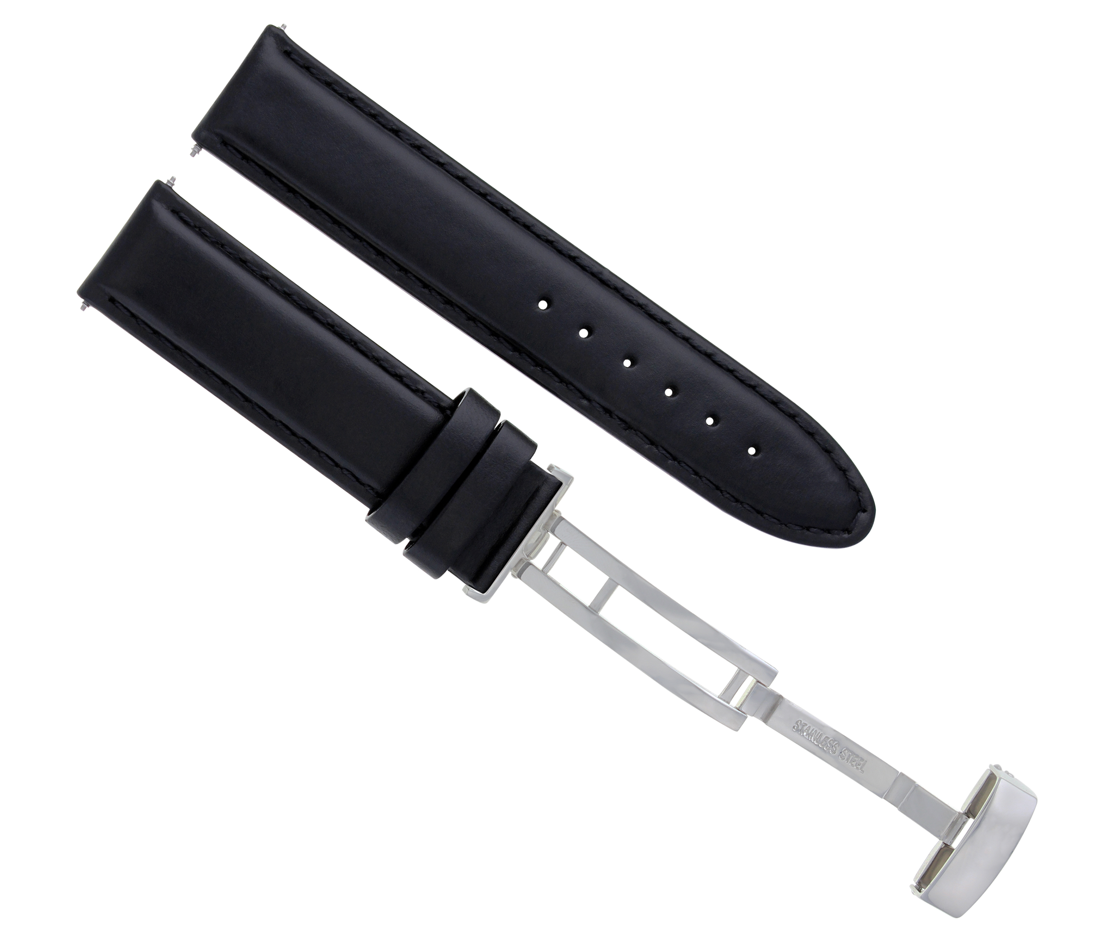 22MM GENUINE LEATHER BAND STRAP SMOOTH DEPLOYMENT CLASP FOR ROLEX WATCH