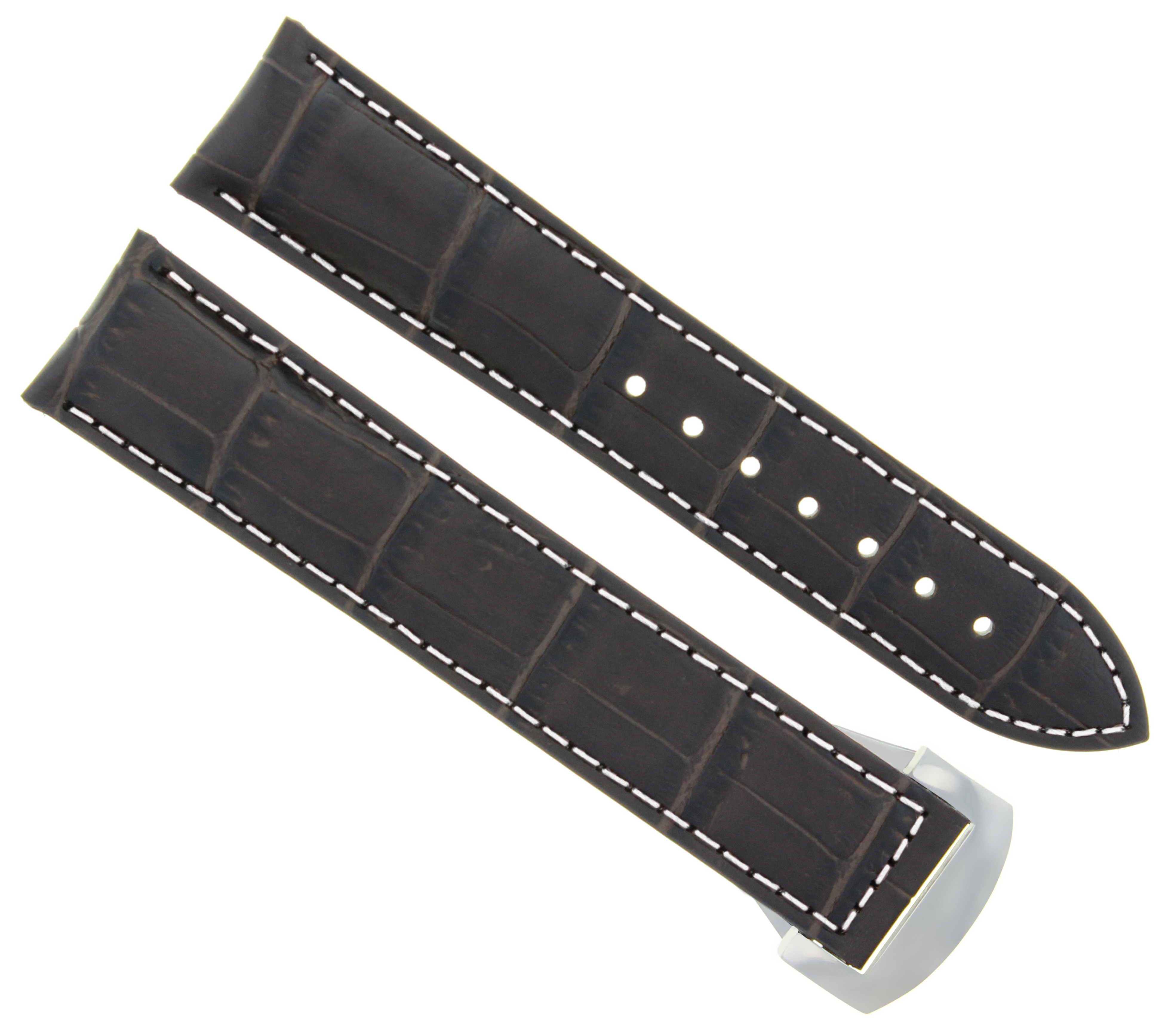 LEATHER WATCH STRAP BAND FOR 22MM OMEGA SEAMASTER DEPLOYMENT CLASP D