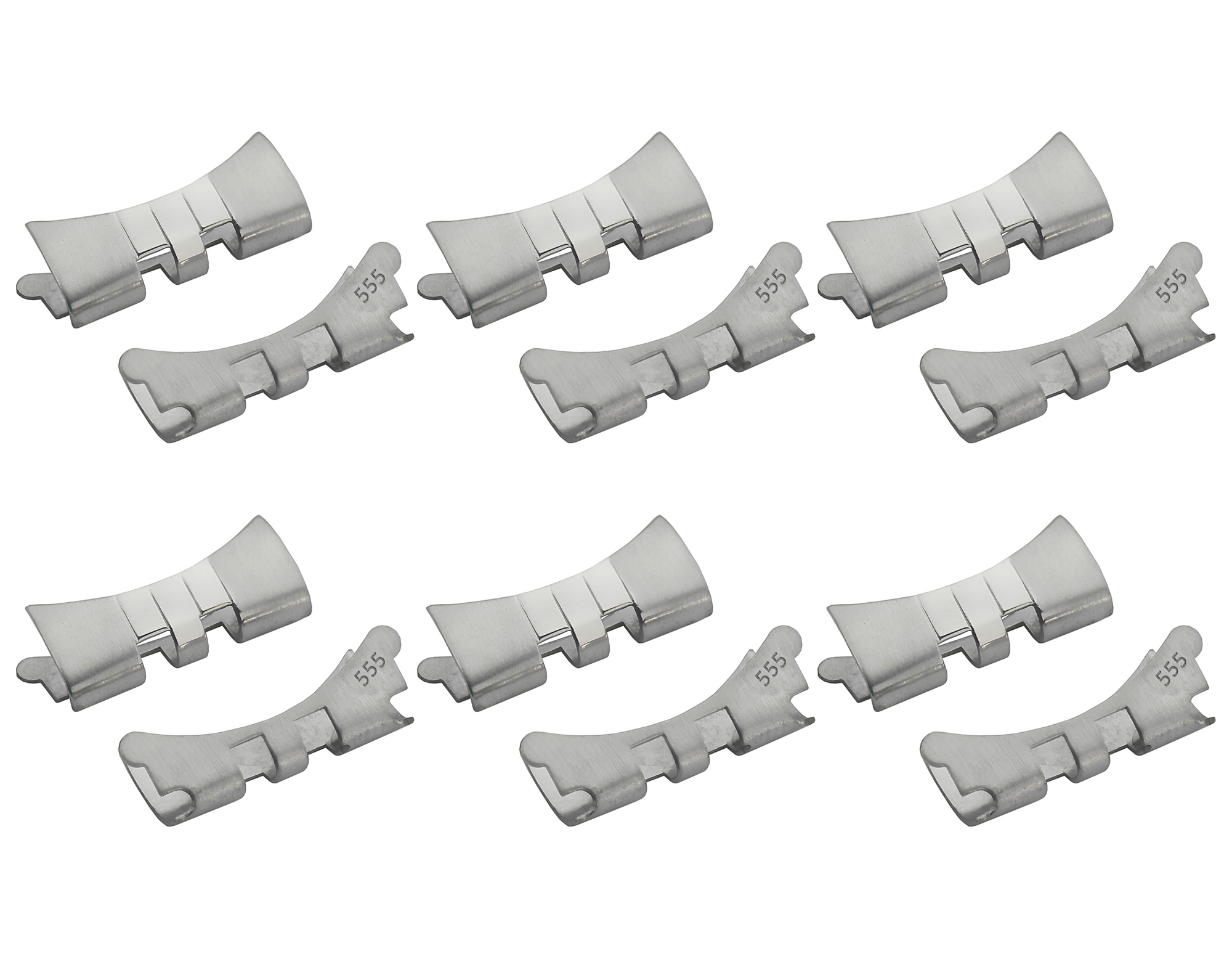 6 SET 555 END LINK PIECE FOR JUBILEE WATCH BAND VINTAGE 36MM ROLEX 20MM