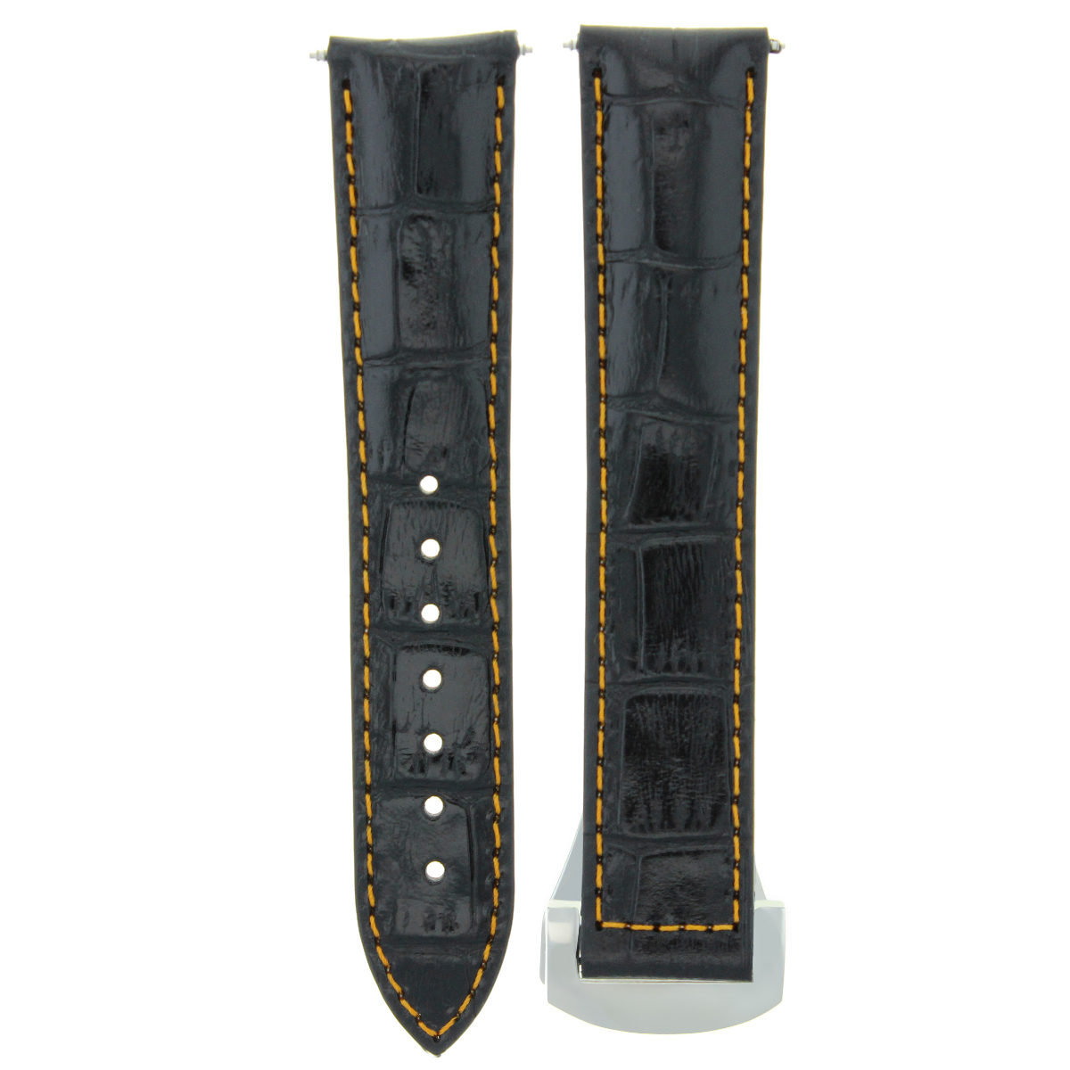 LEATHER STRAP BAND DEPLOYMENT CLASP FOR 22MM OMEGA OCEAN WATCH