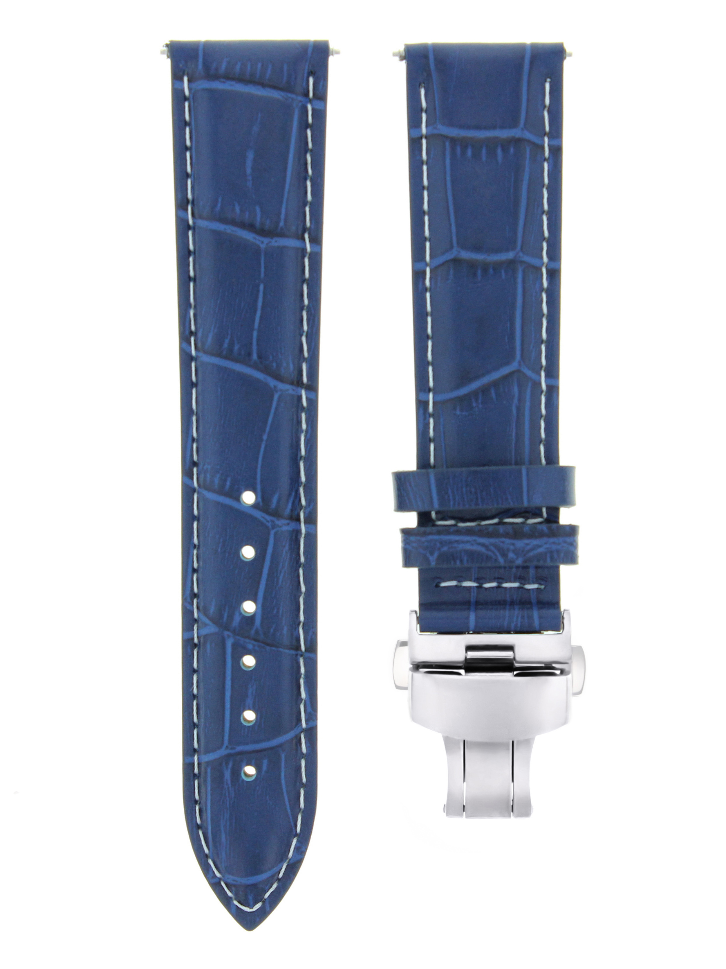19MM LEATHER WATCH STRAP BAND TUDOR PRINCE WATCH DEPLOYMENT CLASP BLUE