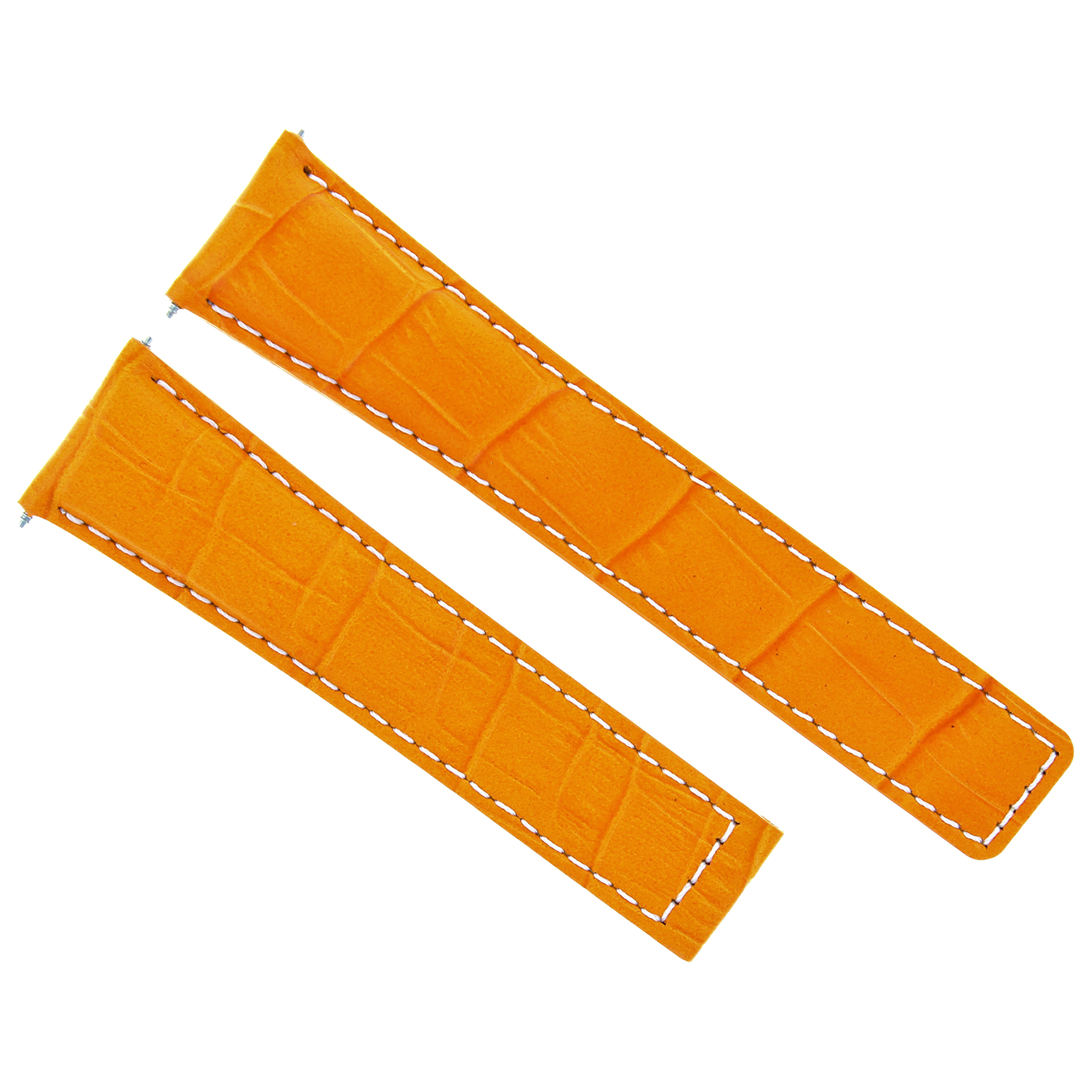 22MM LEATHER BAND STRAP DEPLOYMENT CLASP FOR TAG HEUER MONACO CARRETRA ORANGE WS | Ewatchparts