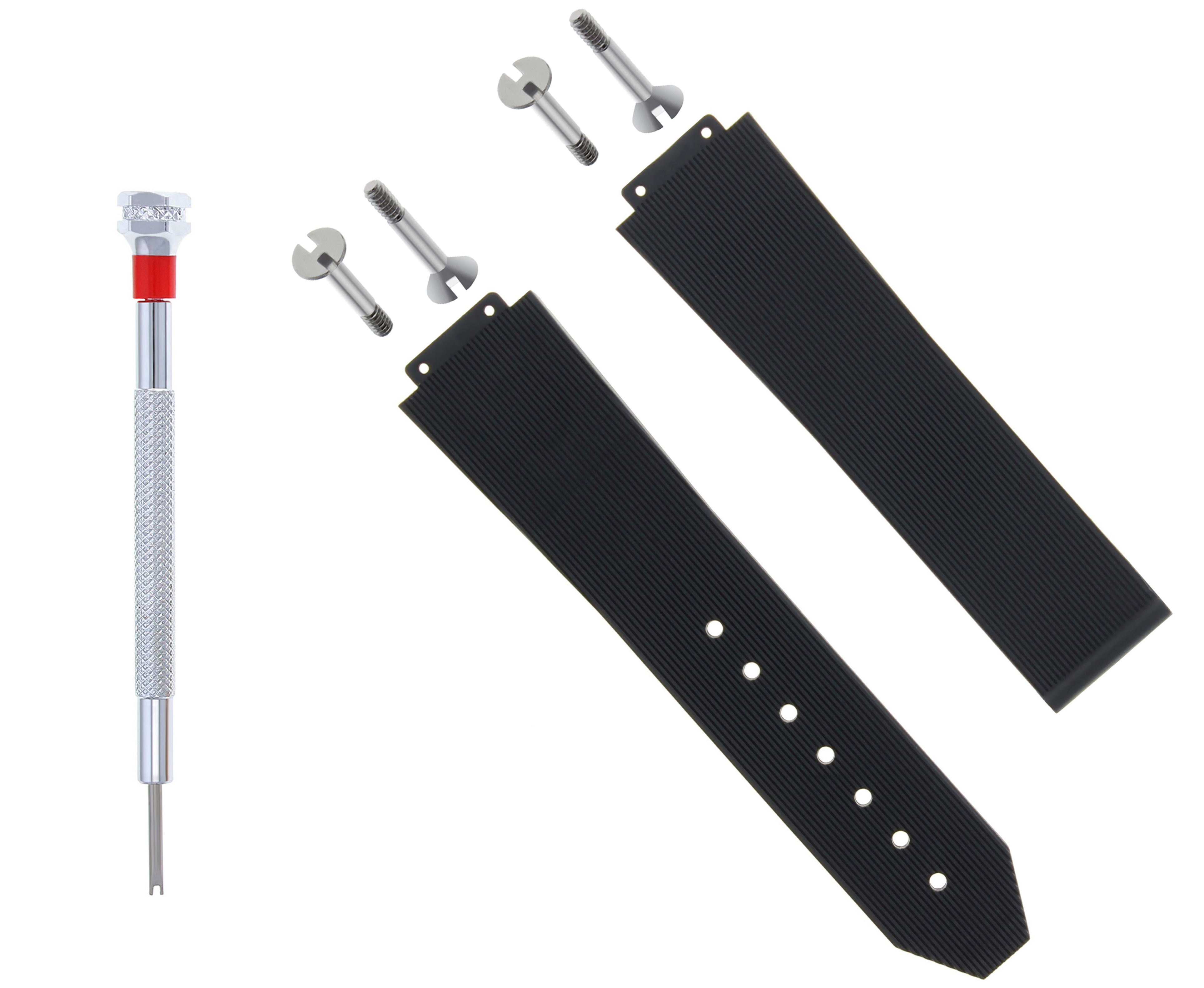 21MM RUBBER WATCH BAND STRAP FOR HUBLOT WATCH + 4 H SCREW DEPLOYMENT