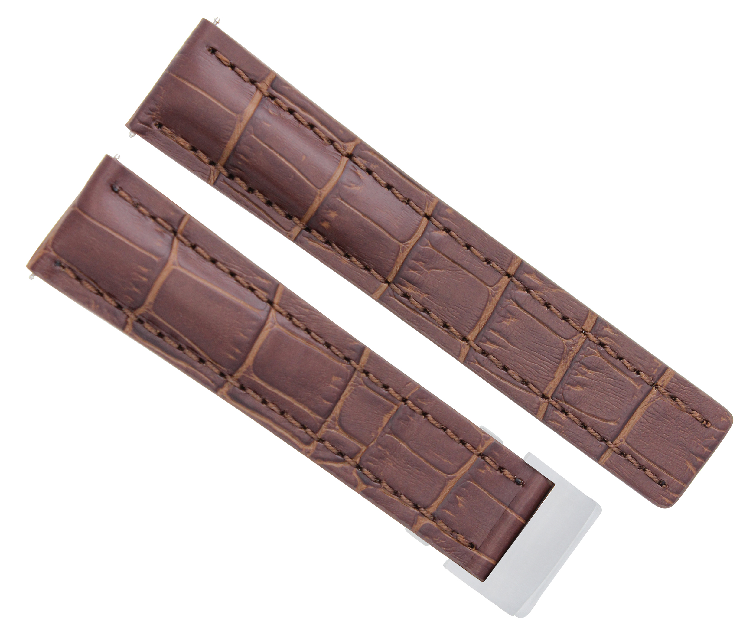 22MM LEATHER WATCH BAND STRAP FOR BREITLING NAVITIMER + DEPLOYMENT BUCKLE BROWN Ewatchparts