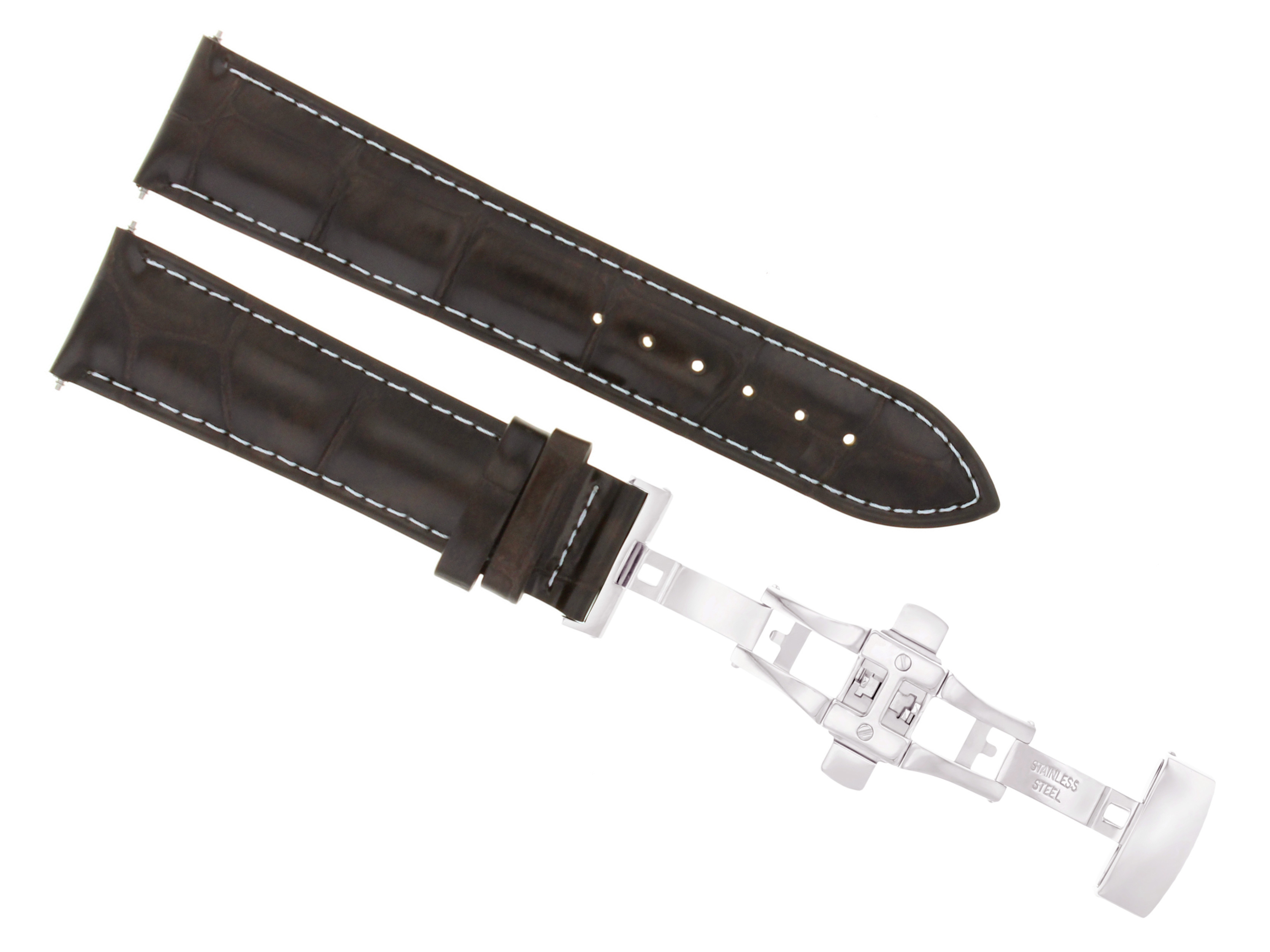 18MM LEATHER WATCH BAND STRAP FOR SEIKO 5 SNK809 793 BUTTERFLY CLASP D