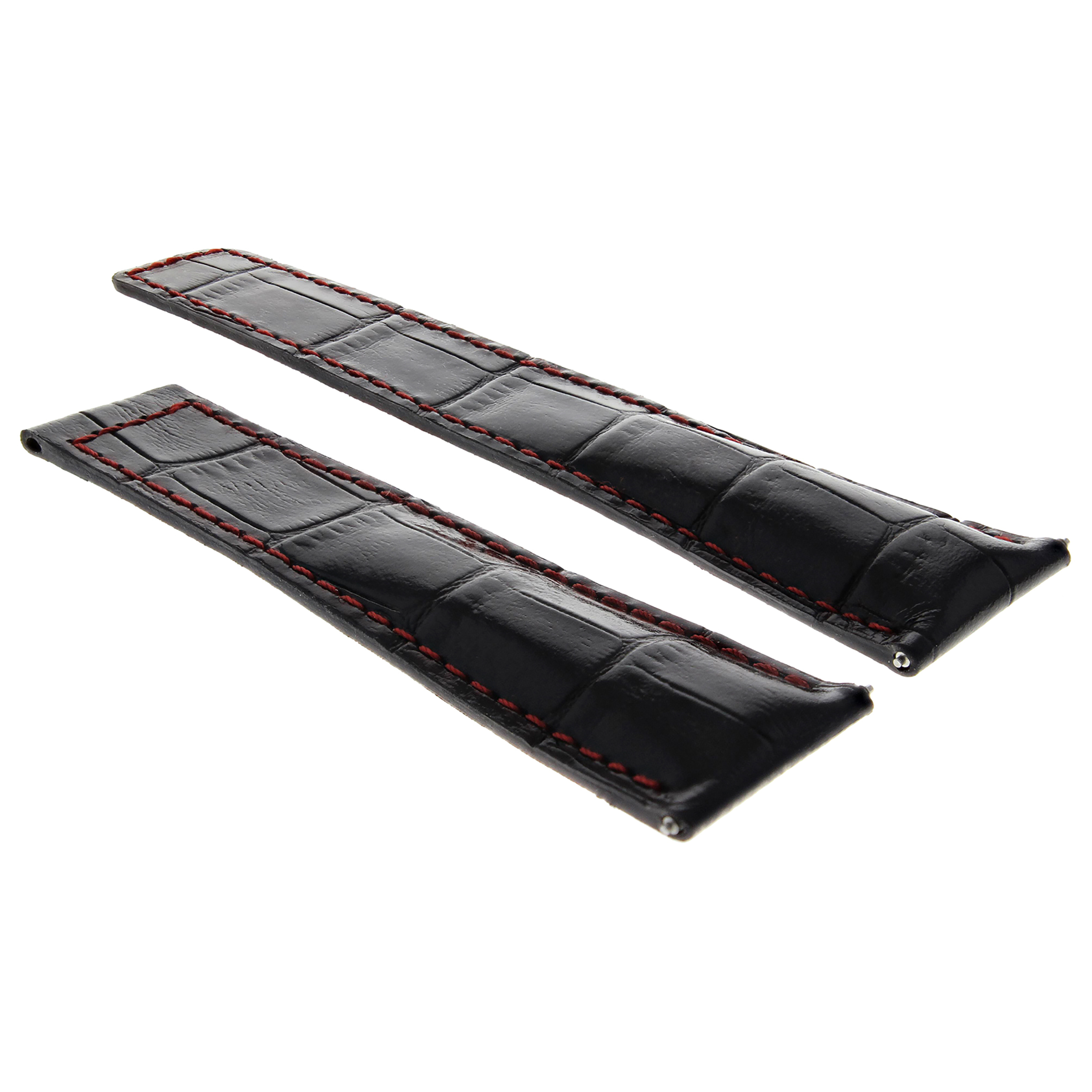 20MM LEATHER BAND STRAP CLASP FOR TAG HEUER FORMULA 1 WAC1110 BLACK RED STITCH Ewatchparts