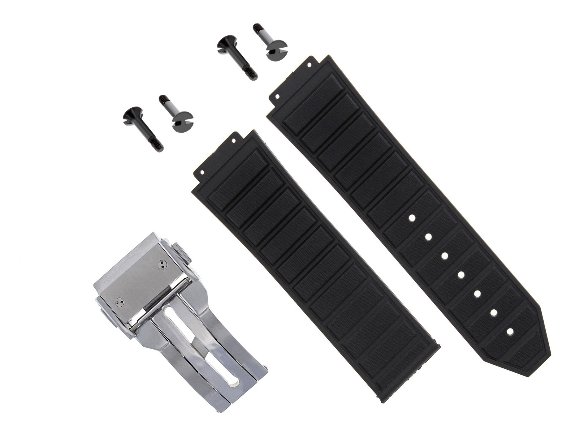 24MM RUBBER BAND STRAP FOR HUBLOT 4445MM H BIG BANG + 4 BLACK SCREW