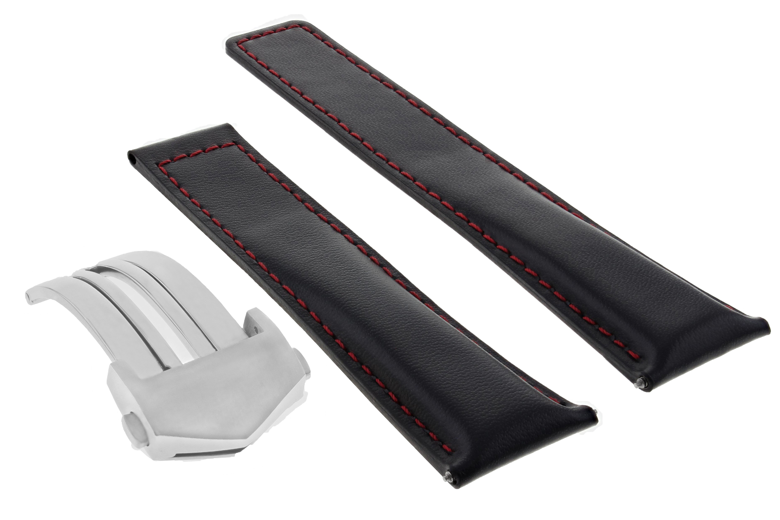 20MM LEATHER WATCHBAND STRAP FOR TAG HEUER FORMULA F1 CLASP BLACK RED