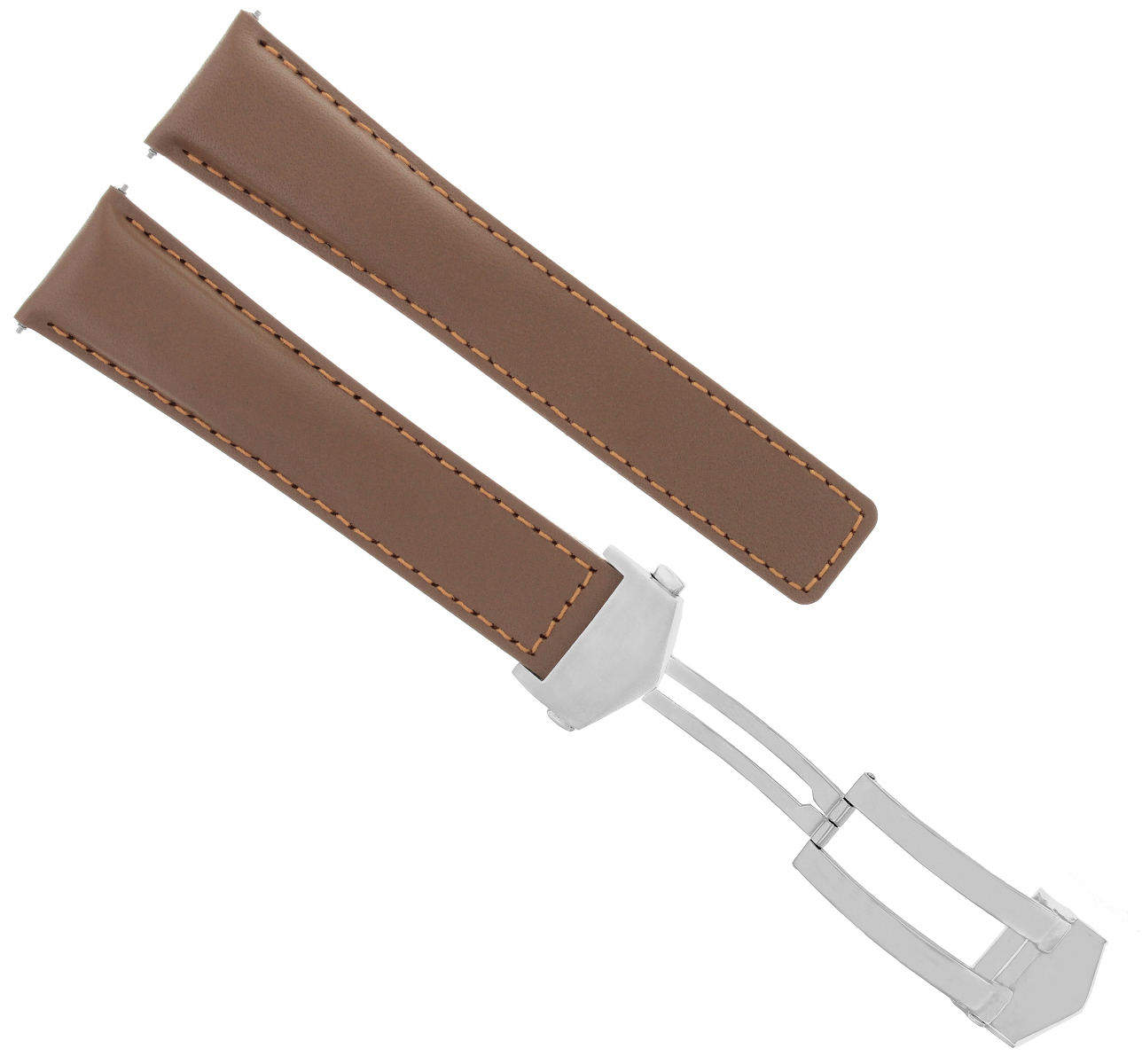 20MM LEATHER WATCH BAND STRAP DEPLOY CLASP FOR TAG HEUER CARRERA TAN