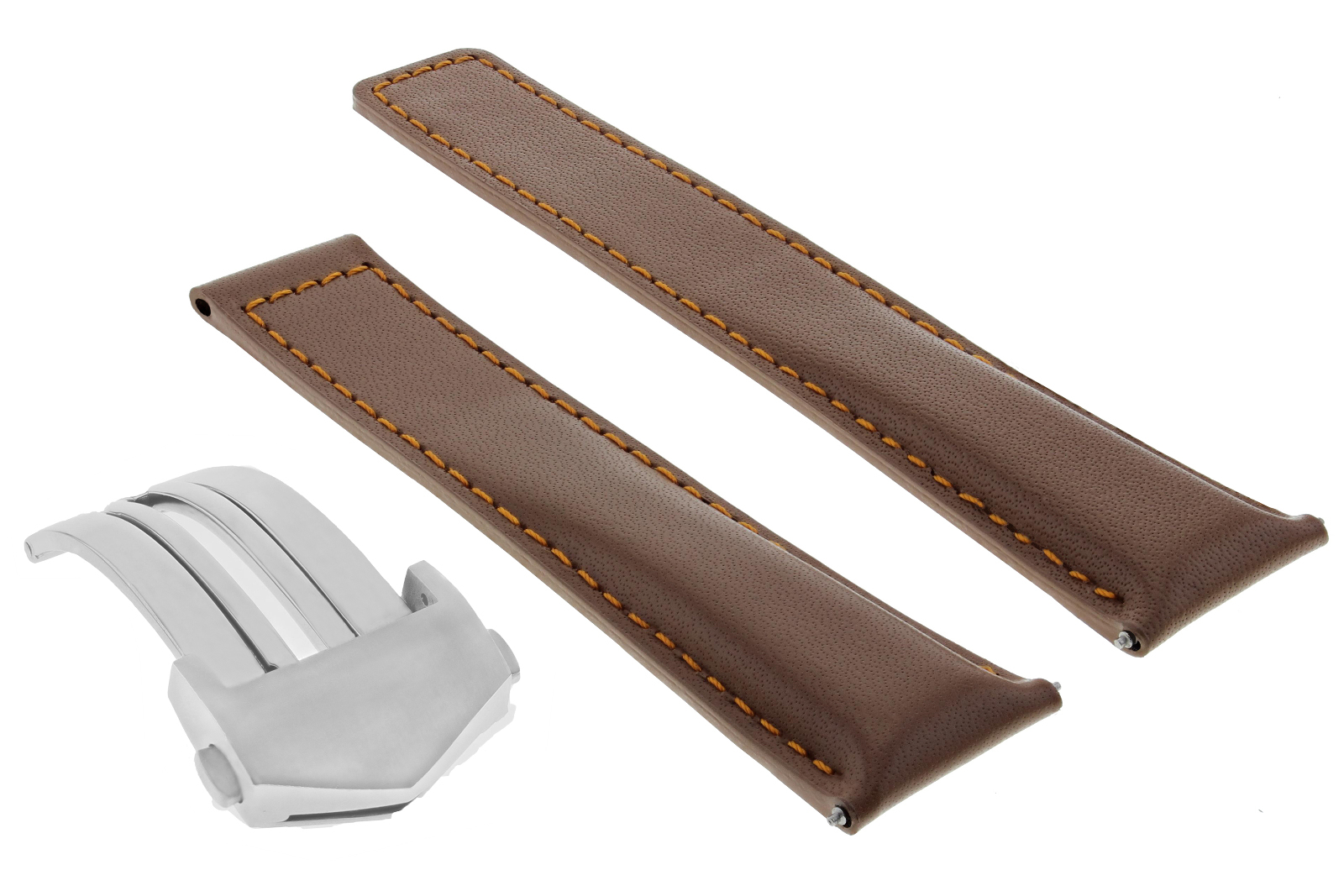 20MM LEATHER WATCH BAND STRAP DEPLOY CLASP FOR TAG HEUER CARRERA TAN