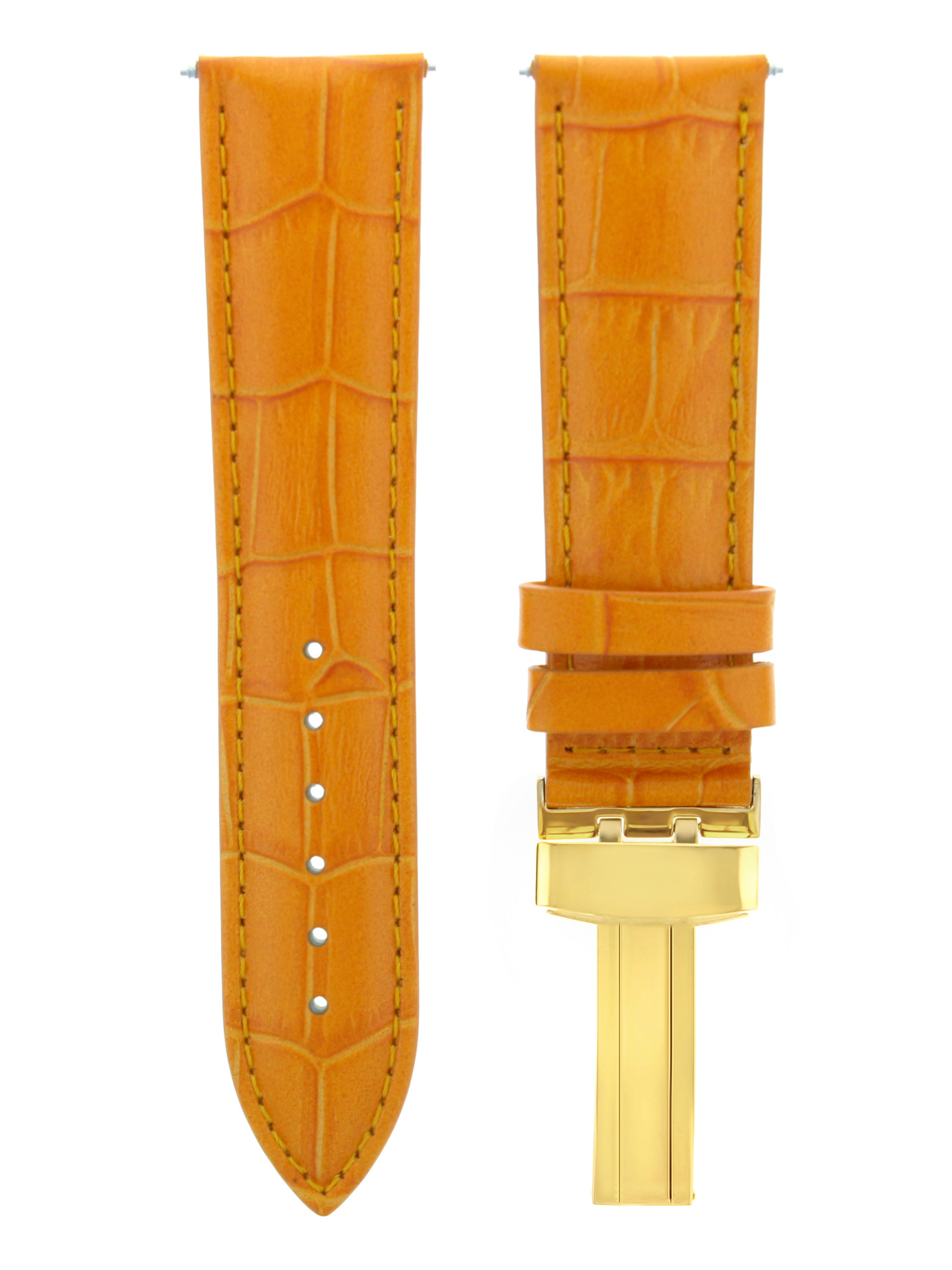 22MM LEATHER STRAP BAND BRACELET FOR TAG HEUER DEPLOYMENT CLASP ORANGE