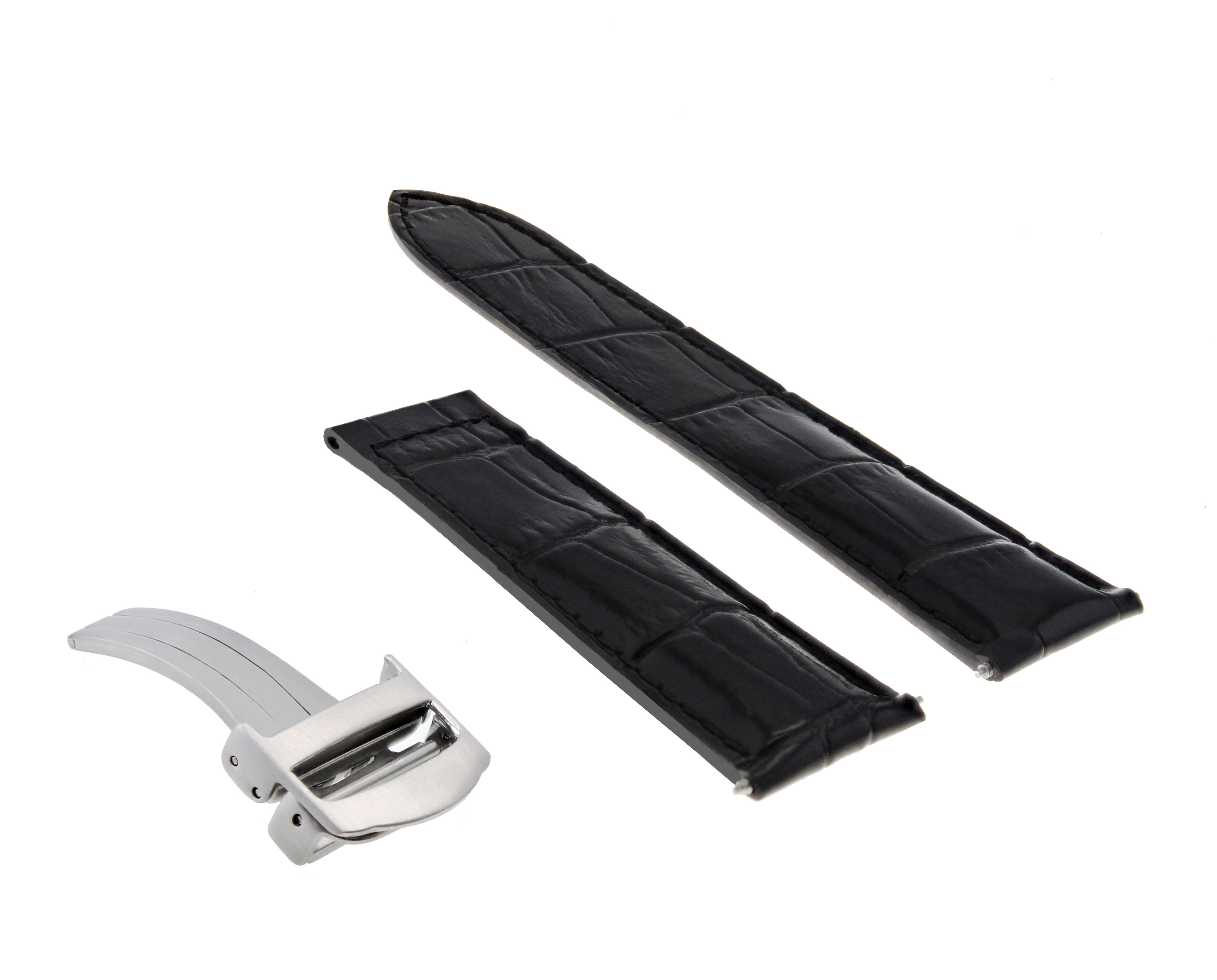 LEATHER BAND STRAP FOR CARTIER TANK WATCH DEPLOYMENT BUCKLE CLASP 20/18