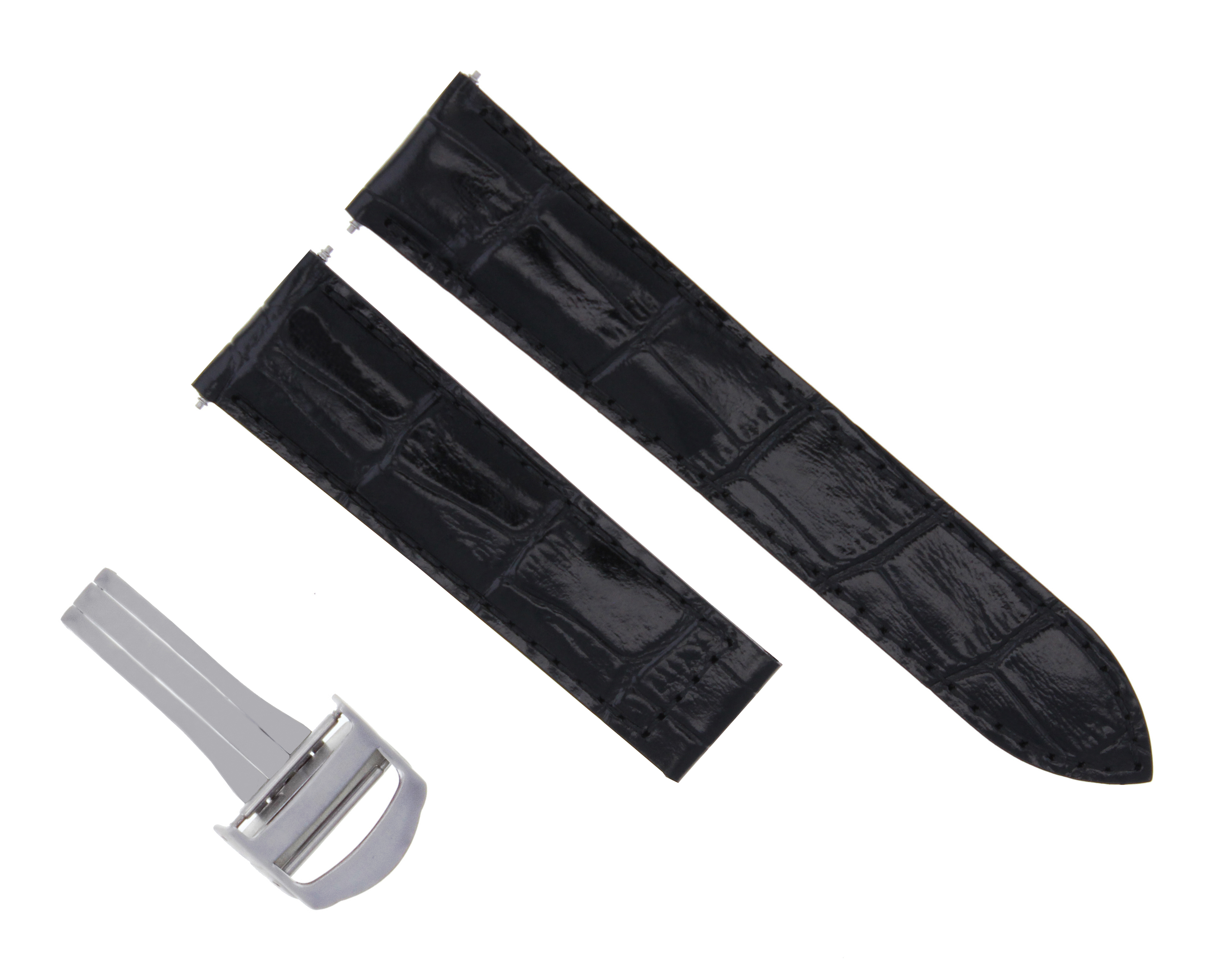 LEATHER BAND STRAP FOR CARTIER TANK WATCH DEPLOYMENT BUCKLE CLASP 20/18