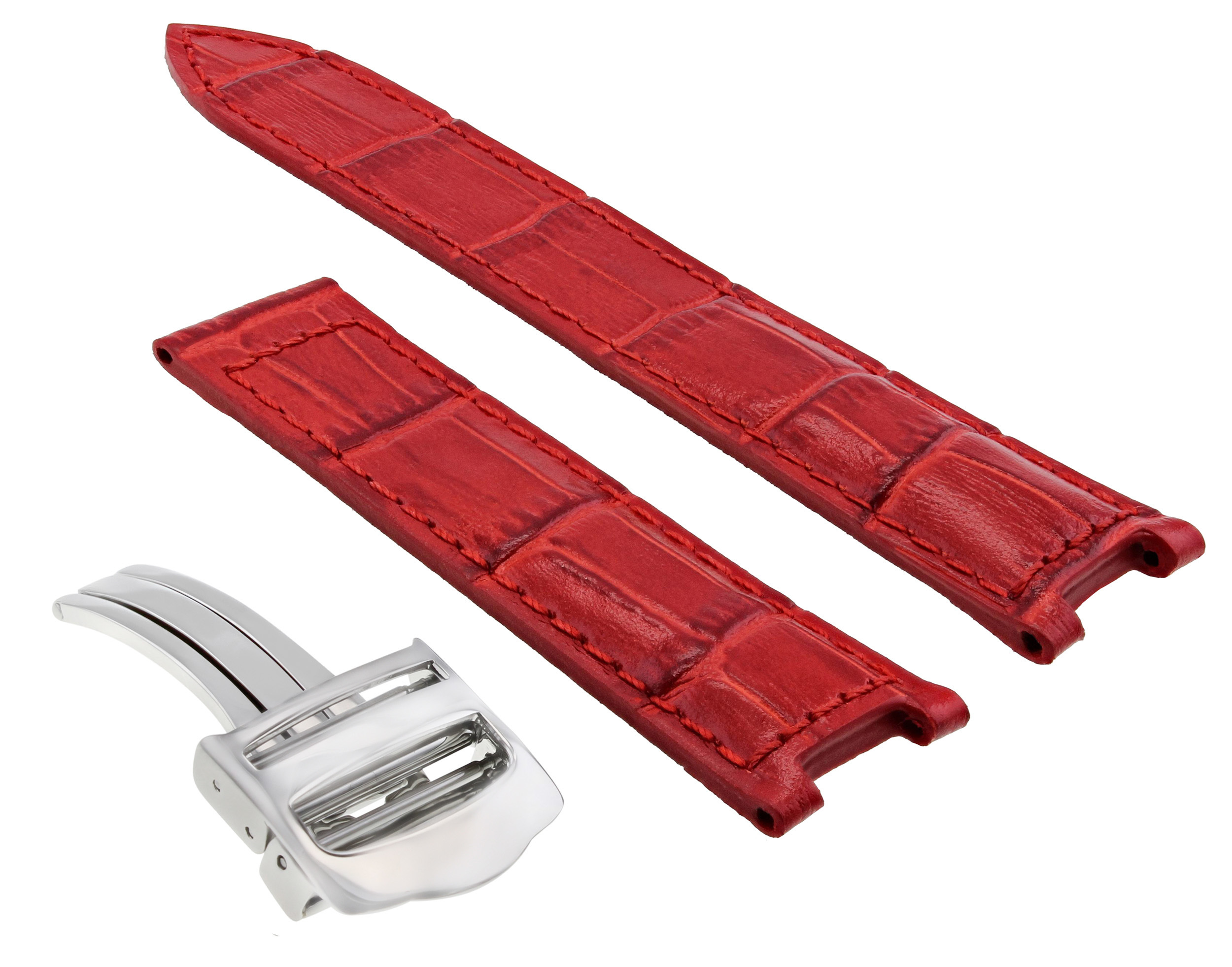 LEATHER WATCH STRAP BAND CLASP FOR CARTIER PASHA GMT WATCH 1032 2113