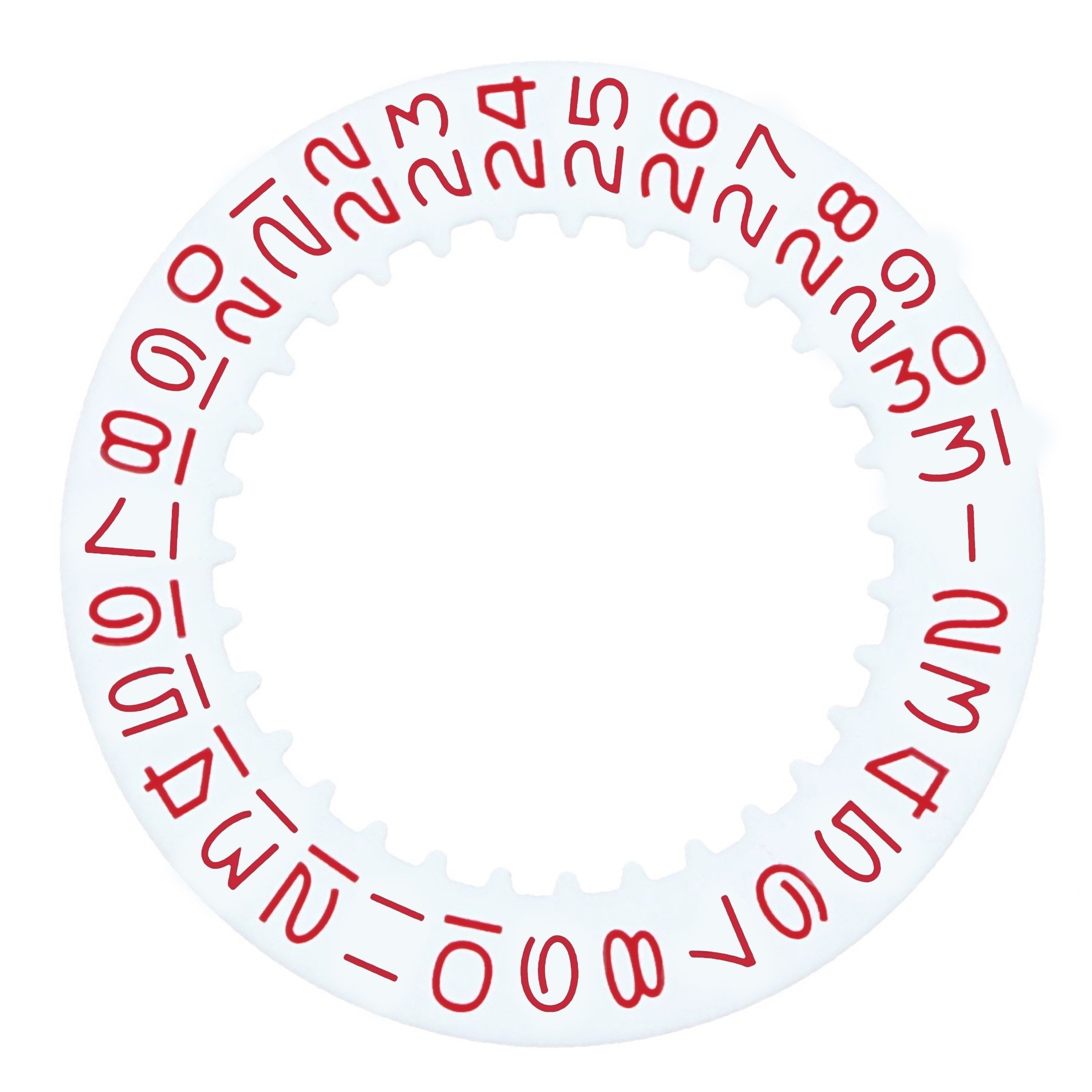 DATE DISC FOR ROLEX 15301570 MOVEMENT WHITE WITH RED NUMBERS WATCH