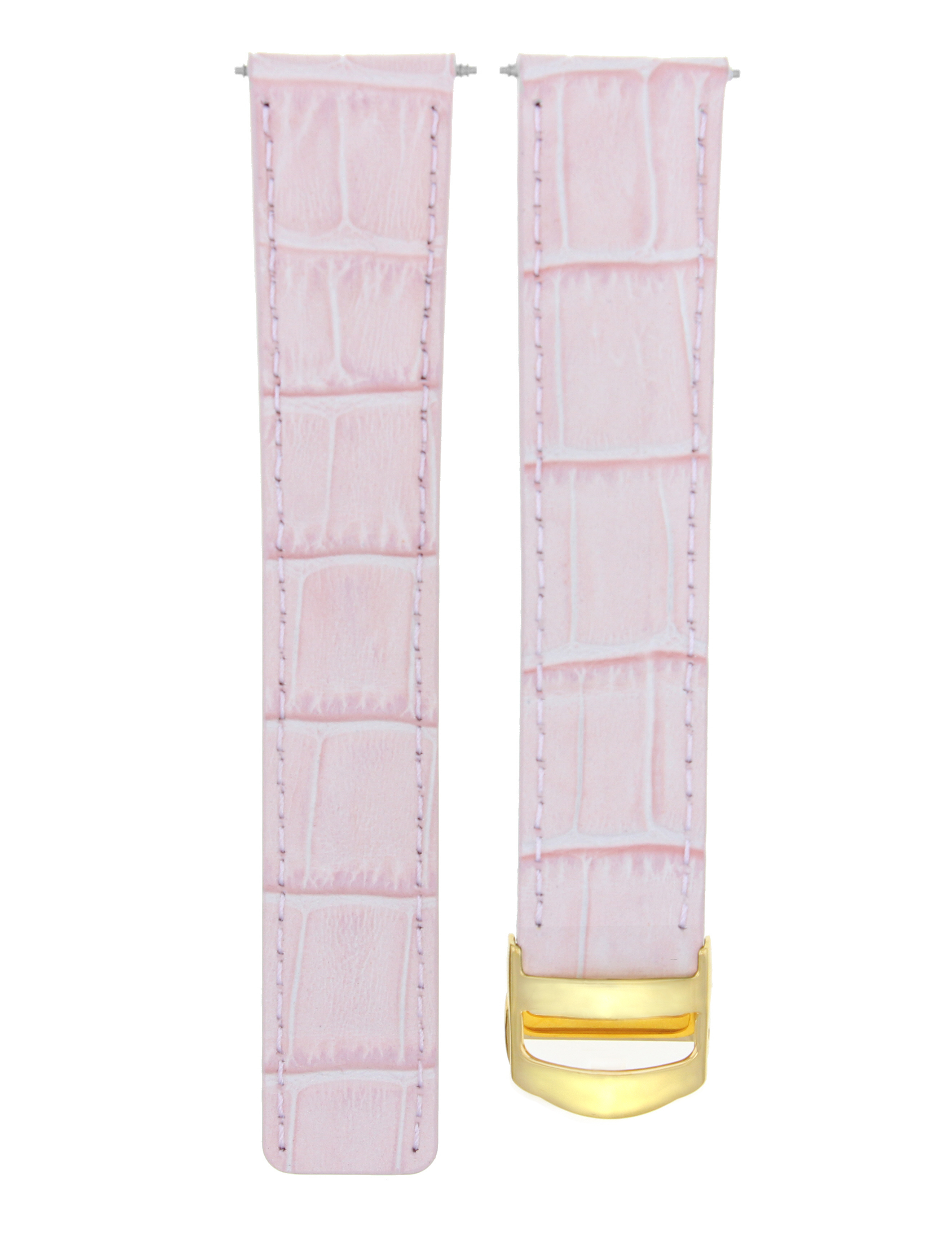18MM LEATHER STRAP BAND DEPLOYMENT CLASP FOR CARTIER TANK 18/16 PINK